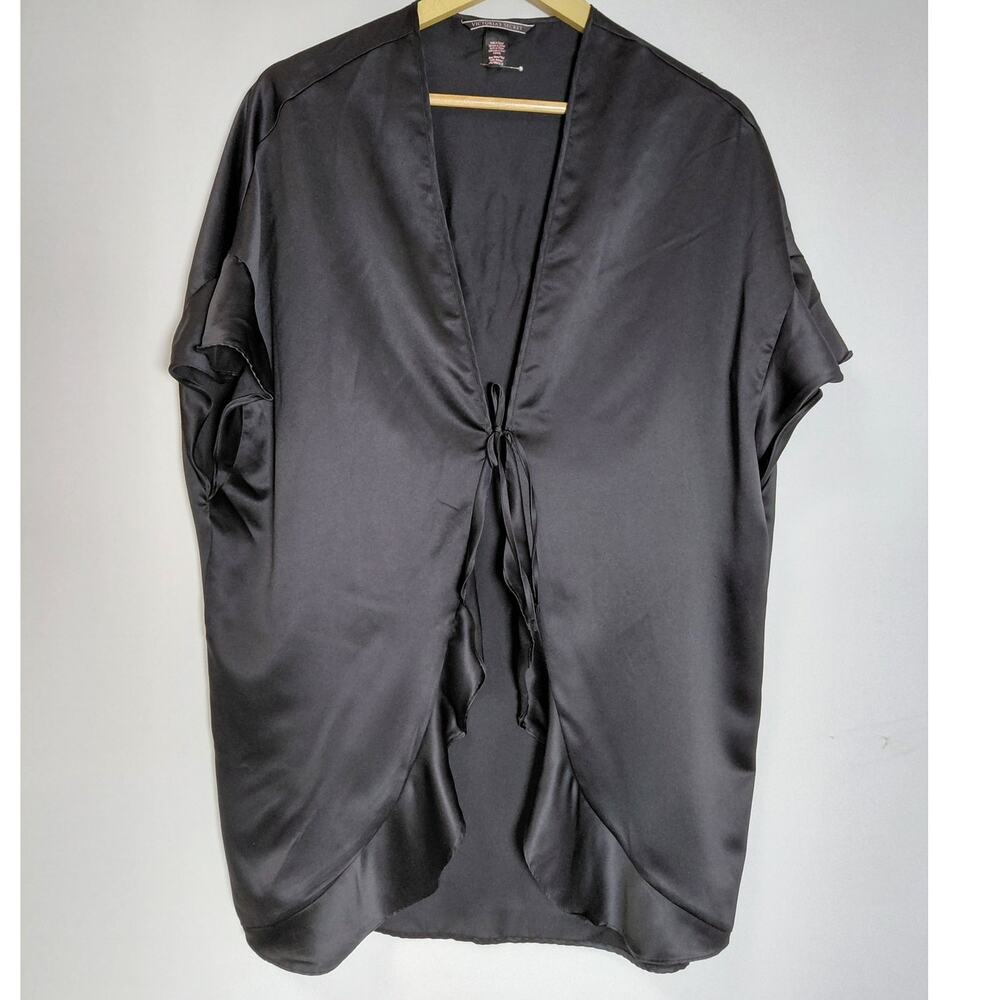 Victoria's Secret Black Kimono Top One Solid Short Sleeve Size One Size
